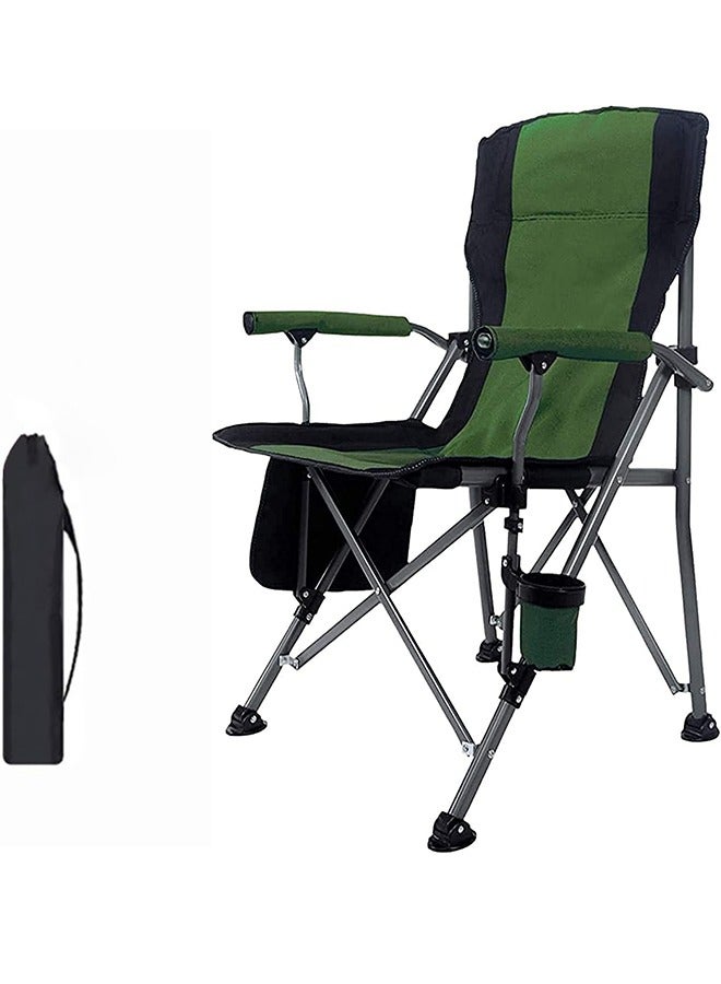 Beauenty Outdoor Portable Camping Chair, Lightweight Folding Camping Chair, Heavy Duty Support 145KG, High Back Padded Lawn Chair with Arm Rest Cup Holder and Portable Carrying Bag ﻿ (green) - Image 1